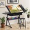 Drafting Drawing Table Tiltable Tabletop Workstation Adjustable Height w/Stool